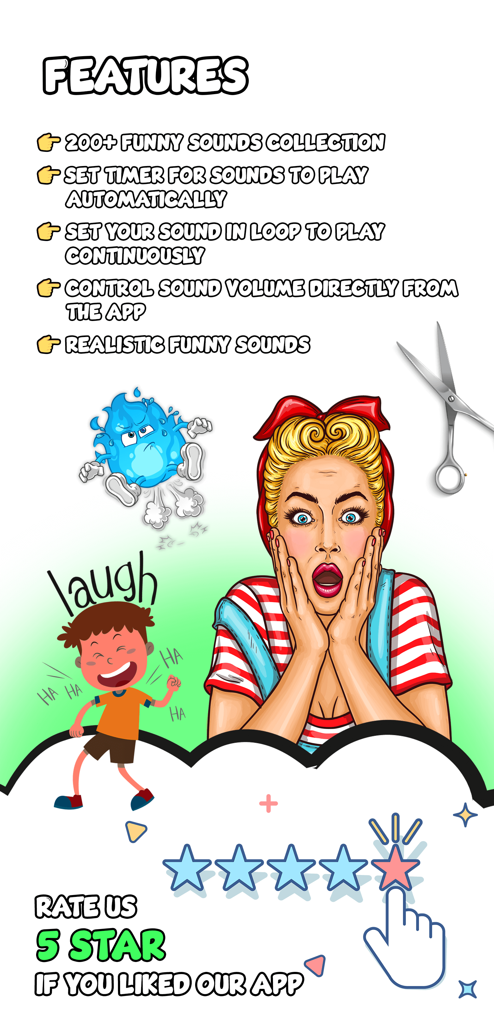 Prankster - Funny prank sounds, Air horn, Fart, Hair clipper sounds